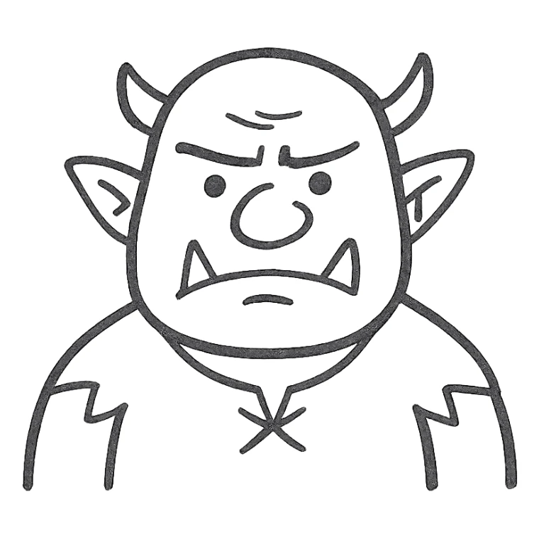 ogre, hand drawn black outline style, sketchy lines, expressive face, no fill sticker