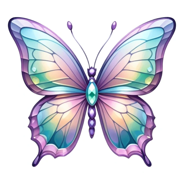 Pastel sparkly iridescent glass crystal butterfly sticker