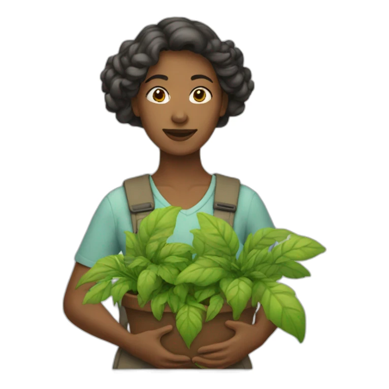 femme entourée de plantes sticker