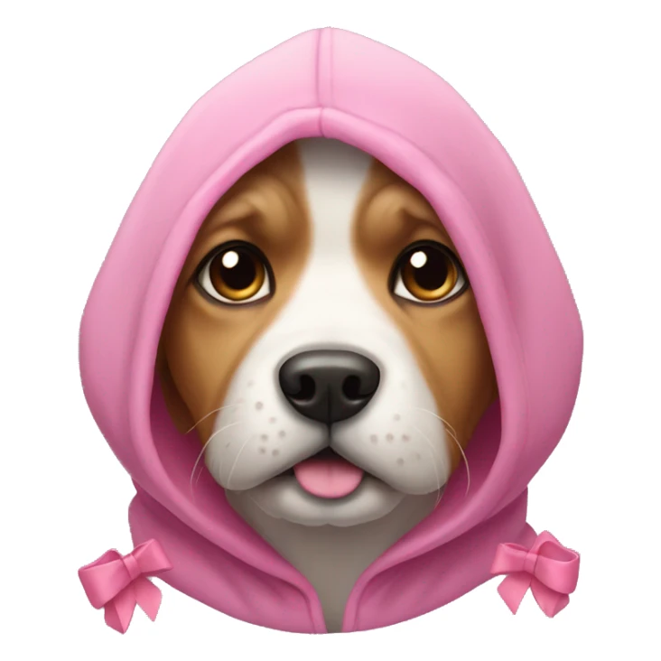 dog wearing hoodie with pink bow sticker