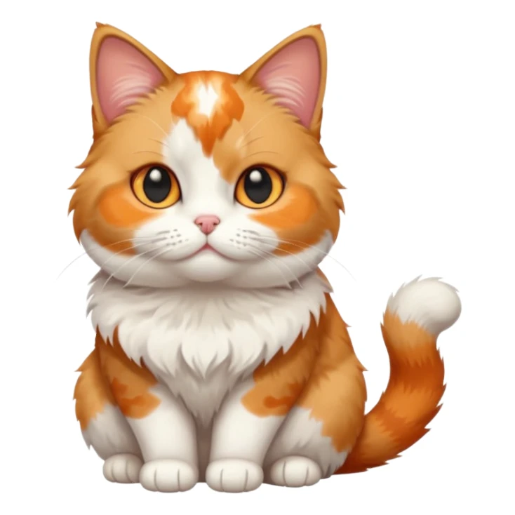 full body calico cat with small head and short but chubby body sticker