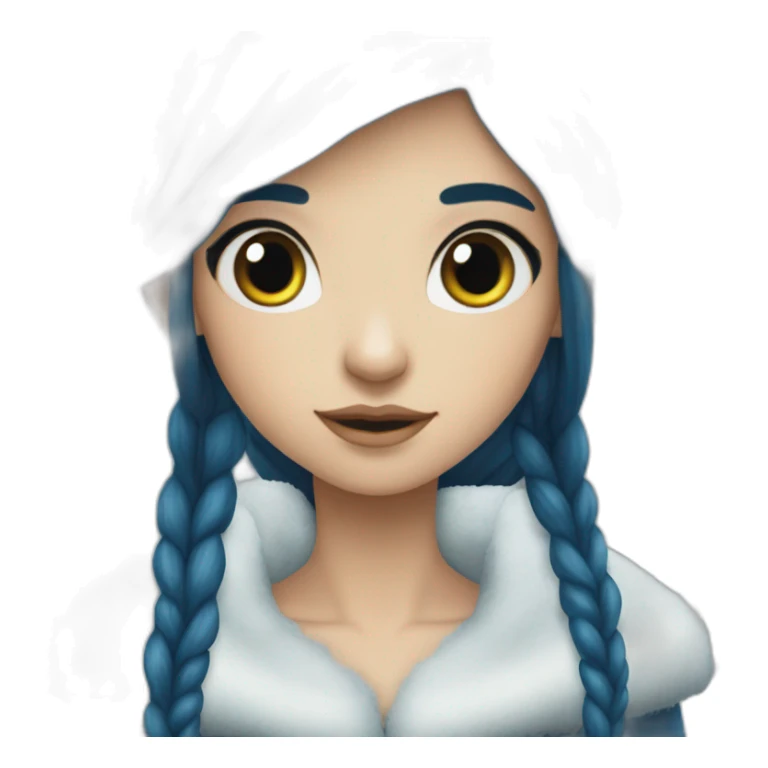 Long-dark-blue-hair-elf-girl-winter sticker