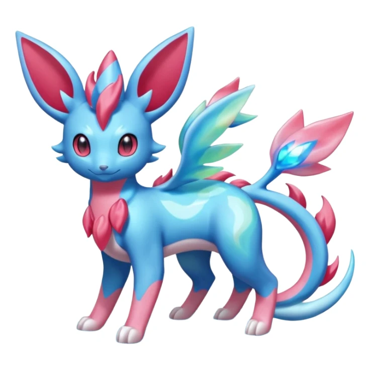 Hydro-elemental Salamence-Aurora-Sylveon-Fakémon-fusion (full body) sticker