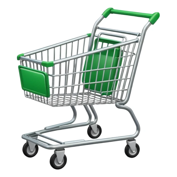 create empty shopping trolley emoji with green accent color sticker