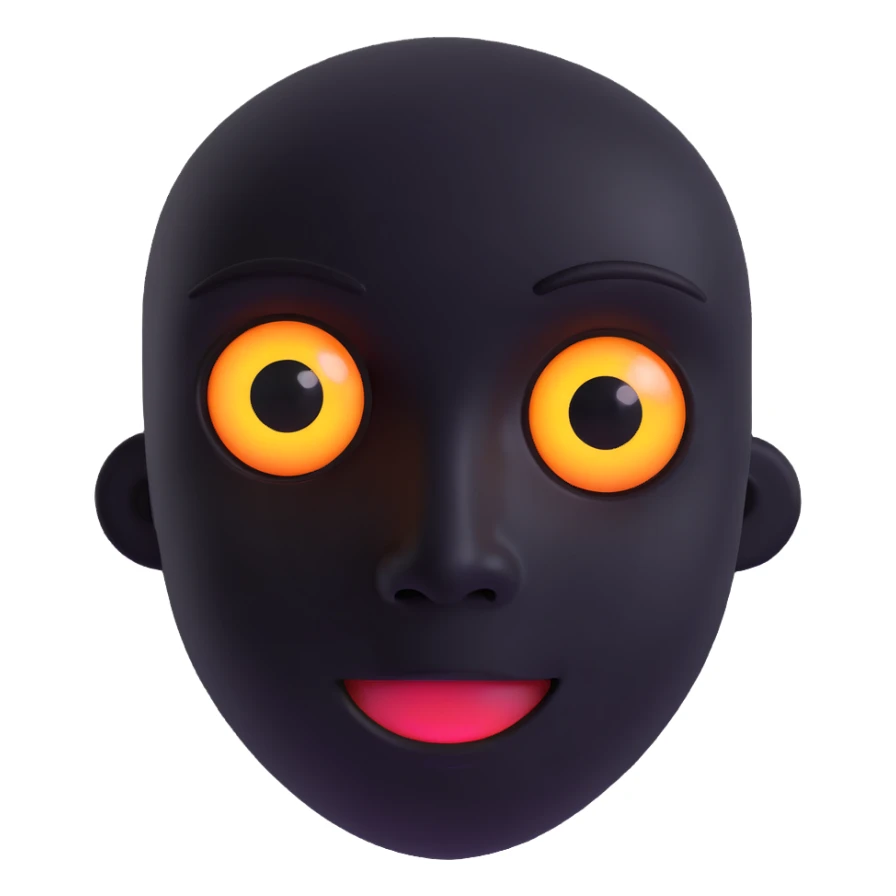 a black face with no mouth and two glowing, soul-piercing eyes, horror vibe sticker