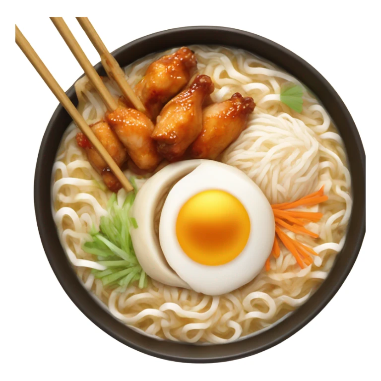 Ramen with chicken wings with rice noodles  sticker