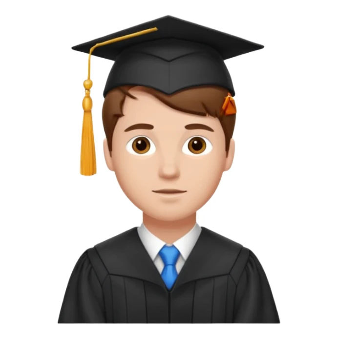 White guy with brown hair in graduation outfit sticker