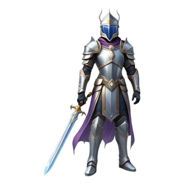An icon featuring a hero with a closed visor, standing in a majestic, mystical landscape, inspired by RPGs like Elden Ring. The design includes a stunning, ethereal background with towering castles and distant mountains, symbolizing the adventure and mystery. Transparent background sticker
