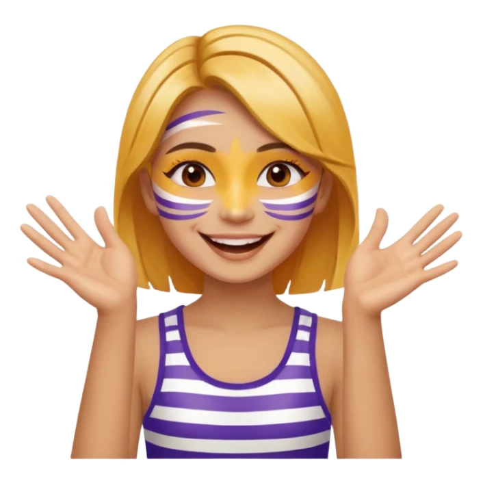 A cheerful girl with face paint stripes, clapping her hands with joy. sticker