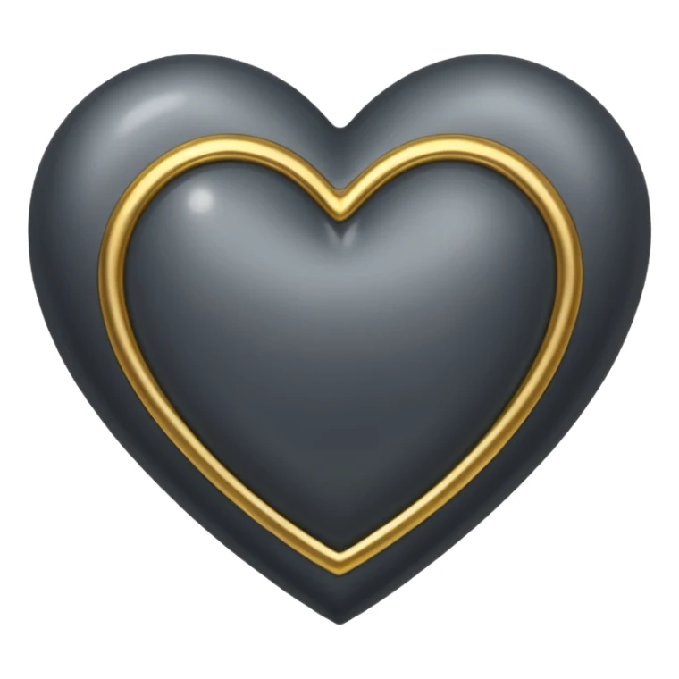 Dark grey metallic heart lined with gold gems sticker