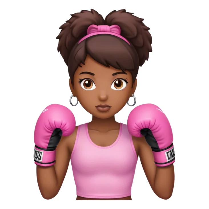 black girl wearing pink boxing gloves sticker