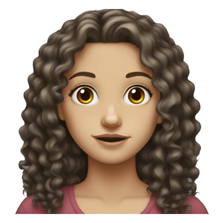 White girl long dark curly hair hazel eyes  sticker
