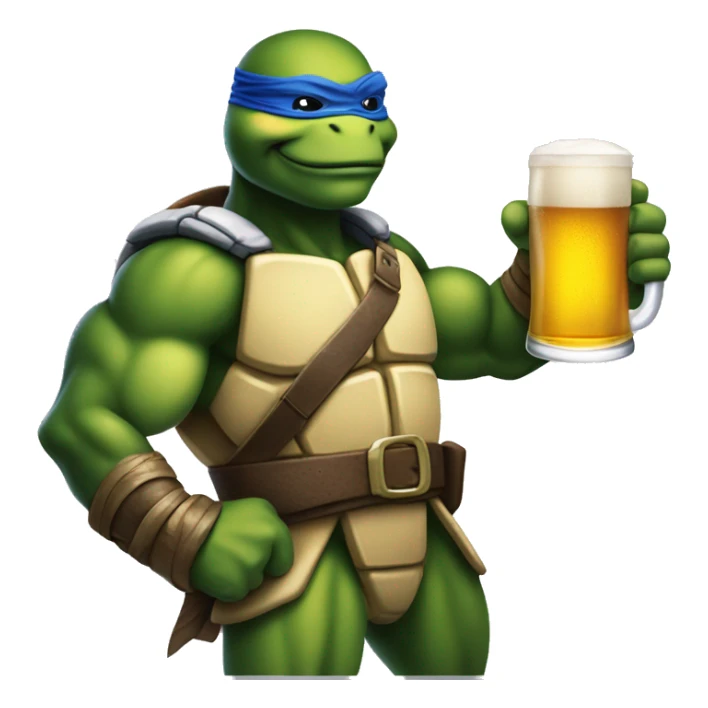 Raphael the ninja turtle muscular body with a glass of beer sticker