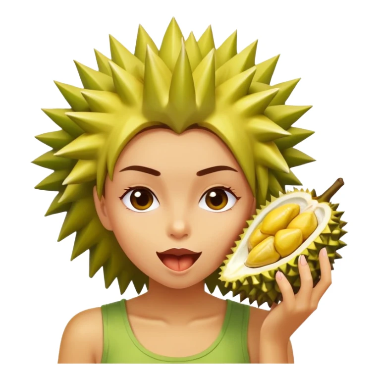 girl eating durian fruit sticker