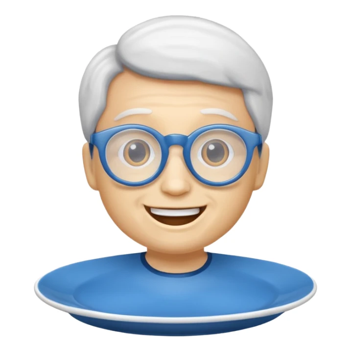 talking plate blue with glassess sticker