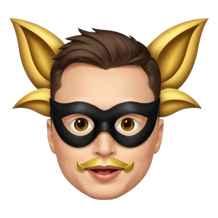 Elon Musk with a masquerade mask, fun emoji style sticker