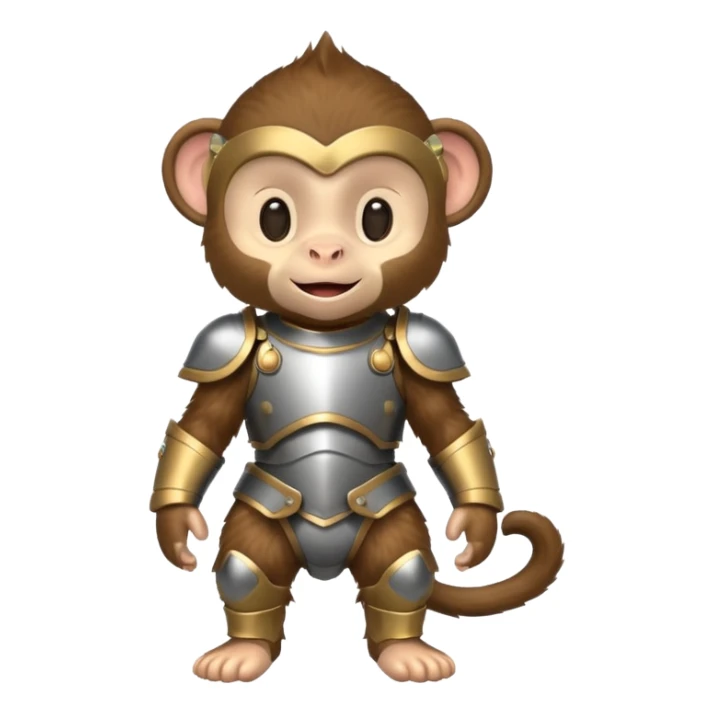 baby monkey in armor, full body, smile sticker