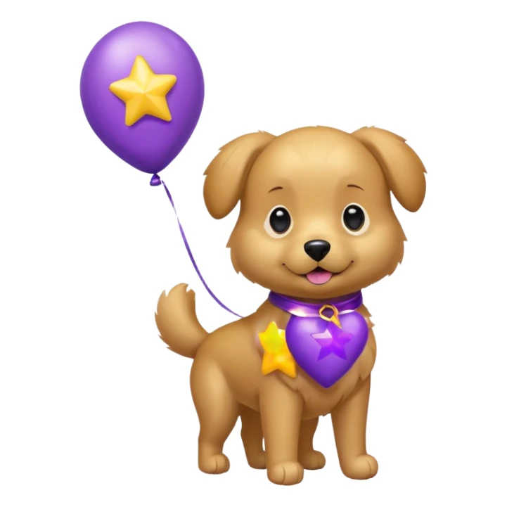 Dog hold purple star shape balloon sticker