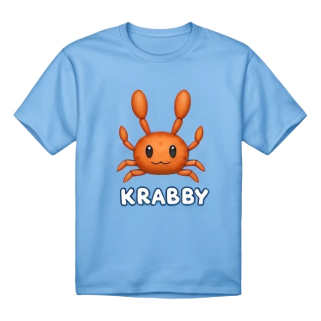 Blue shirt with the text I love krabby  sticker