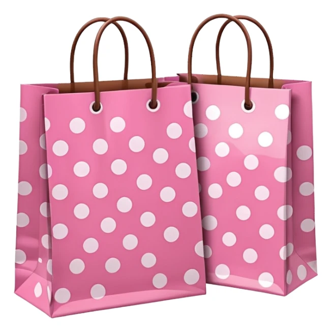 pink and brown polka dot shopping bags sticker