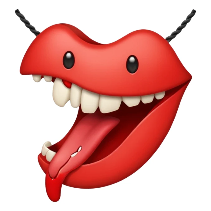 A mouth with a broken string instead of a tongue sticker