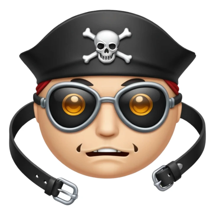 pirate eyepatch object icon, black eyepatch with strap, 3D cartoon, mobile game icon style, centered, clean background, no text, no watermark
 sticker