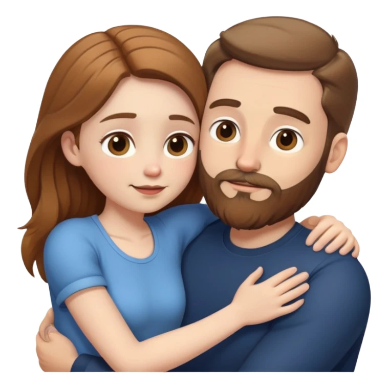 Tall white man with light brown beard hugging a short pale woman with long brown hair sticker