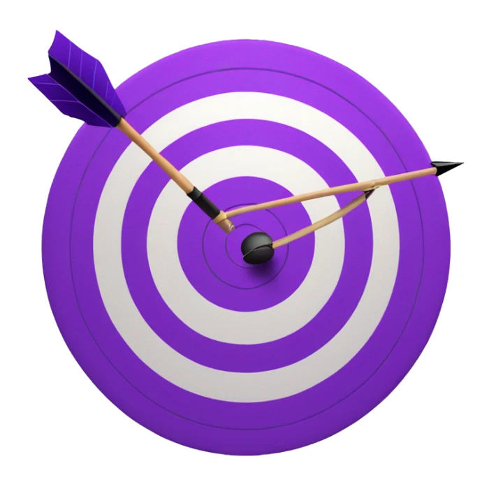 purple archery target with a arrow in the bullseye sticker