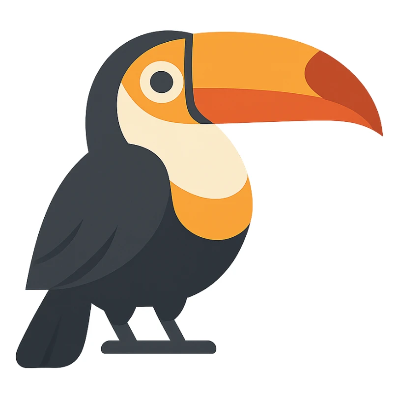flat toon style tucano bird with simple shapes sticker