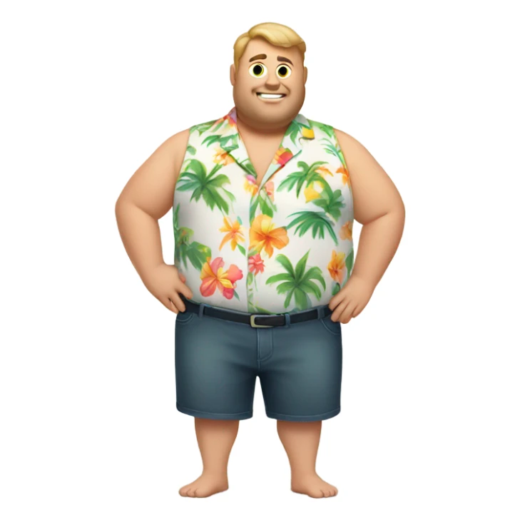 Chubby white guy in hawai shirt and underwear sticker