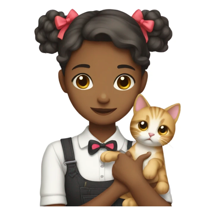 Cute girl with bows with a cat sticker