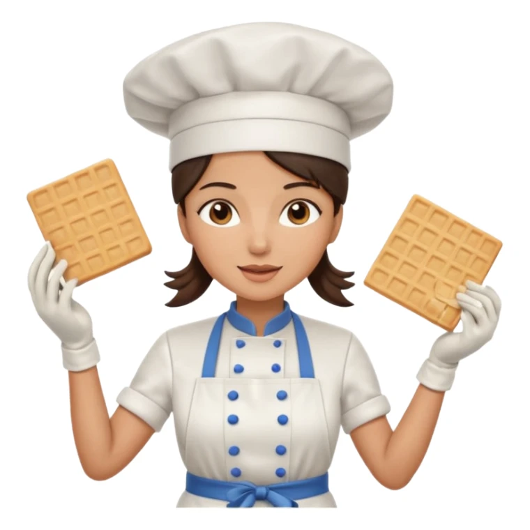 A brunette woman chef making big Square wafers  sticker