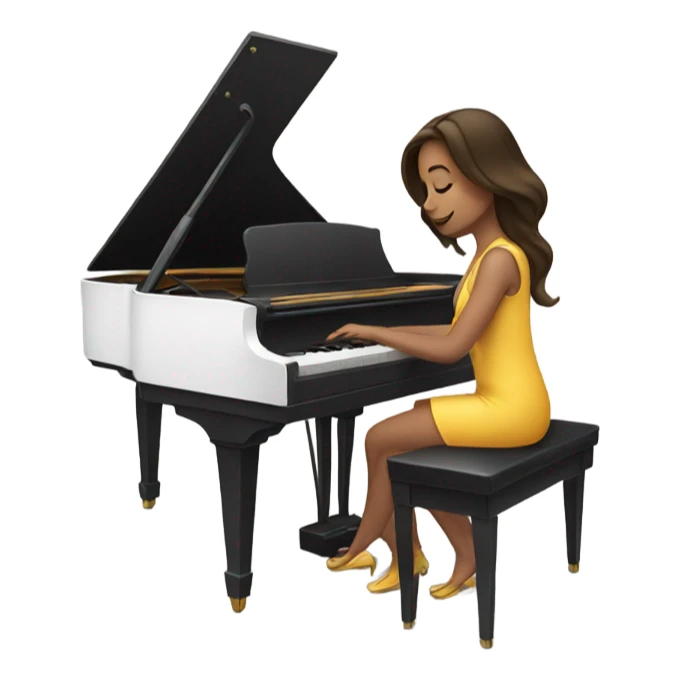 brunette emoji girl playing piano sticker