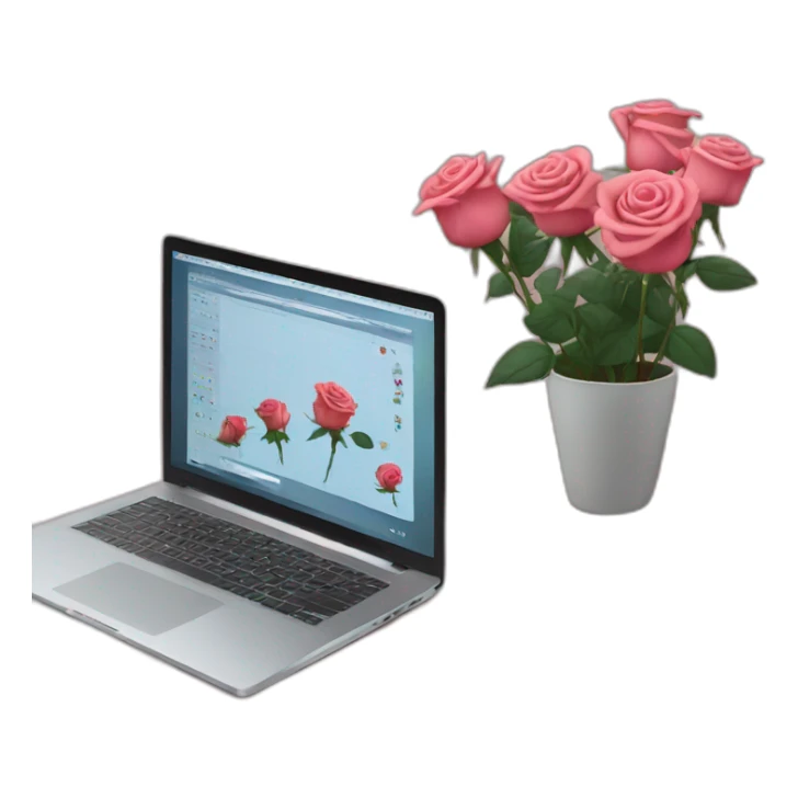 roses on a screen of a laptop sticker