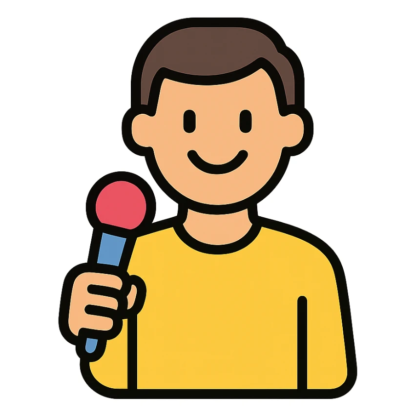 simple icon of comedian holding a mic sticker