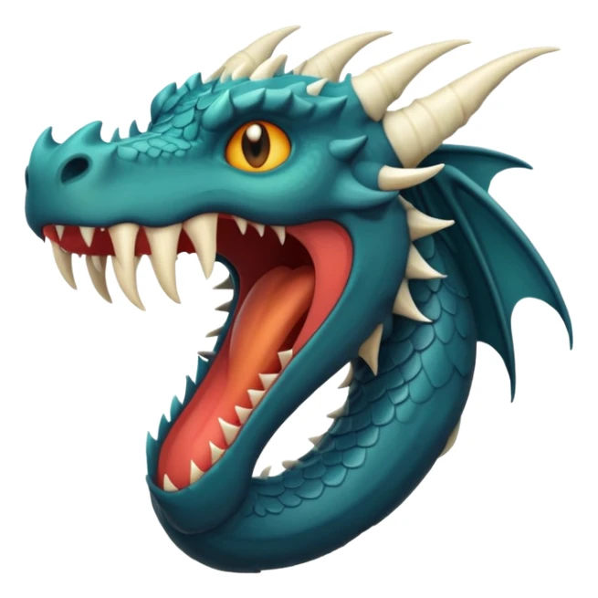 iOS style emoji, minimal dragon fang, dark fantasy object sticker