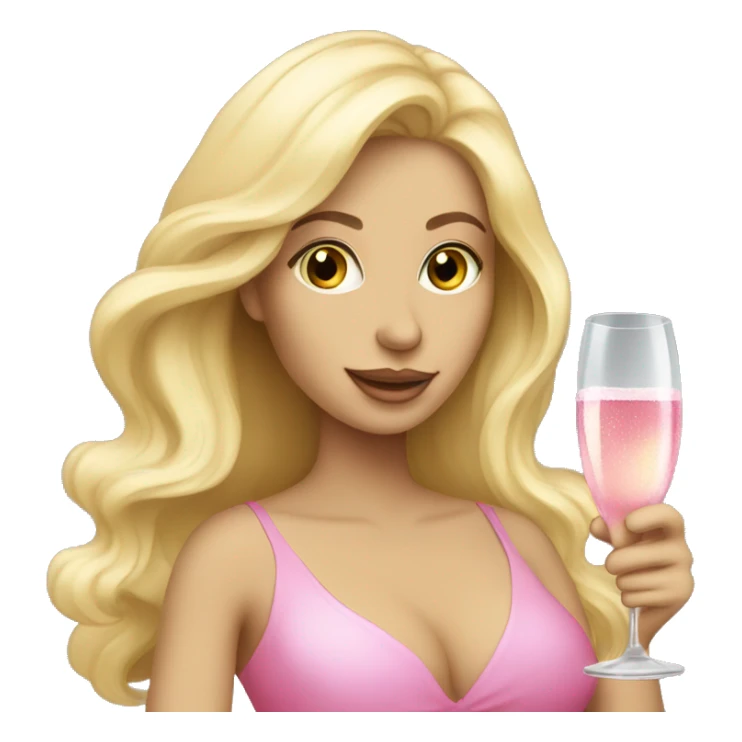 Pretty blonde lady with flowing hair drinking pink champagne sticker