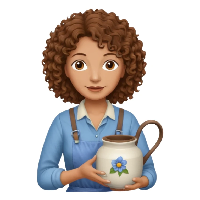 Older female florist – curly hair, holding water pot sticker