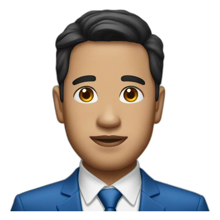 Pilipino man with a diamond earring and a blue suit and tie sticker