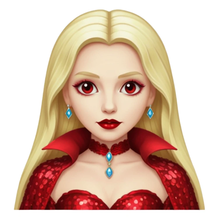Bride of Dracula with long blonde hair, red sequin outfit sticker