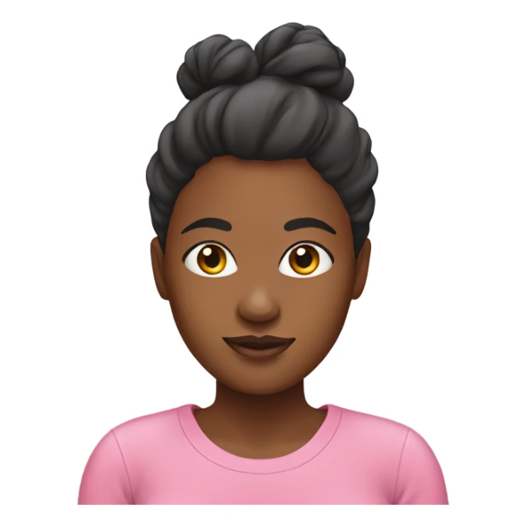 Black woman with a bun and pink T shirt sticker