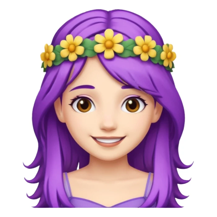 Princesses with Flower Crown in Purple Hair sticker