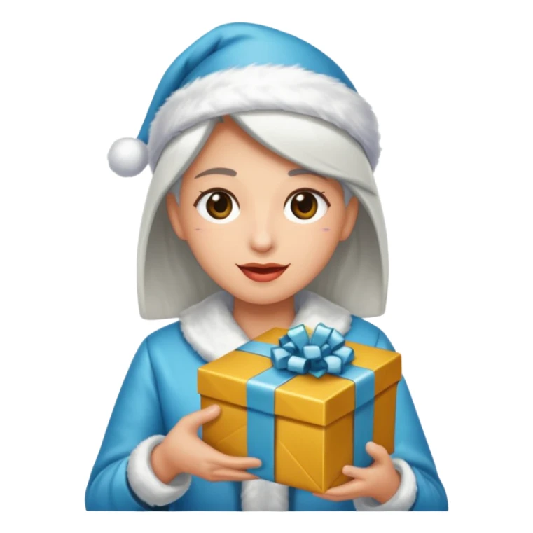 Una persona mayor recibiendo un regalo plateado sticker