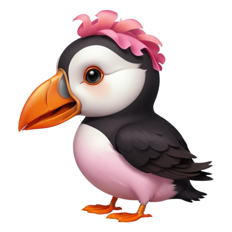 pink puffin angry blow steam nose beak sticker