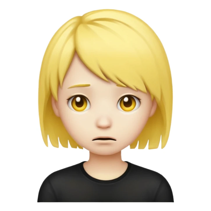 classic yellow emoji with emo hairstyle and sad expression sticker