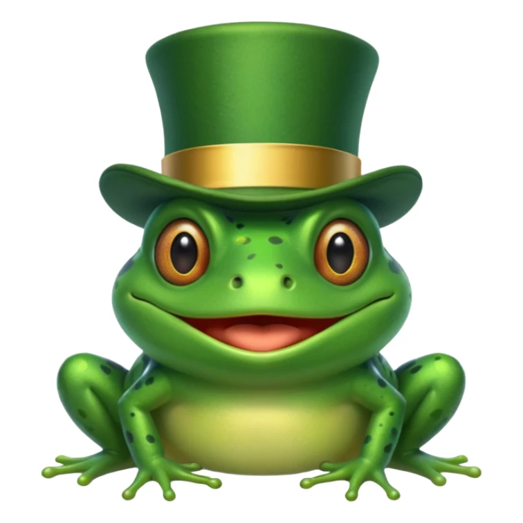 Frog in Green Top Hat – cheerful frog with shiny emerald top hat. sticker