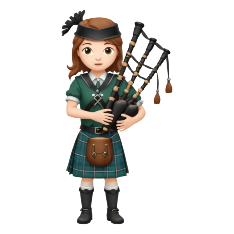 scotch girl playing bagpipe full body sticker