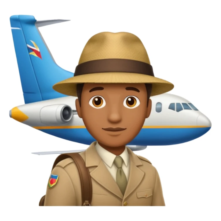 Visage homme créole réunionnais avec chapeau arrive avion sticker
