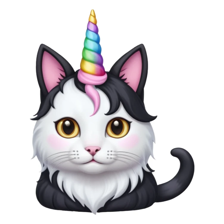 Black long haierd cat whit A unicorn horn sticker