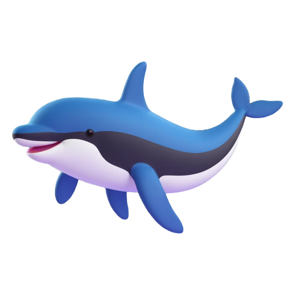 Make the orca more slender and streamlined, keeping the 3D emoji style and all previous changes. sticker